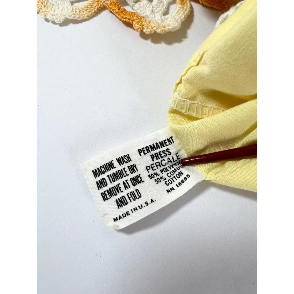Vintage Martex Hanae Mori Yellow & Orange Flower Pillowcases crochet edges added